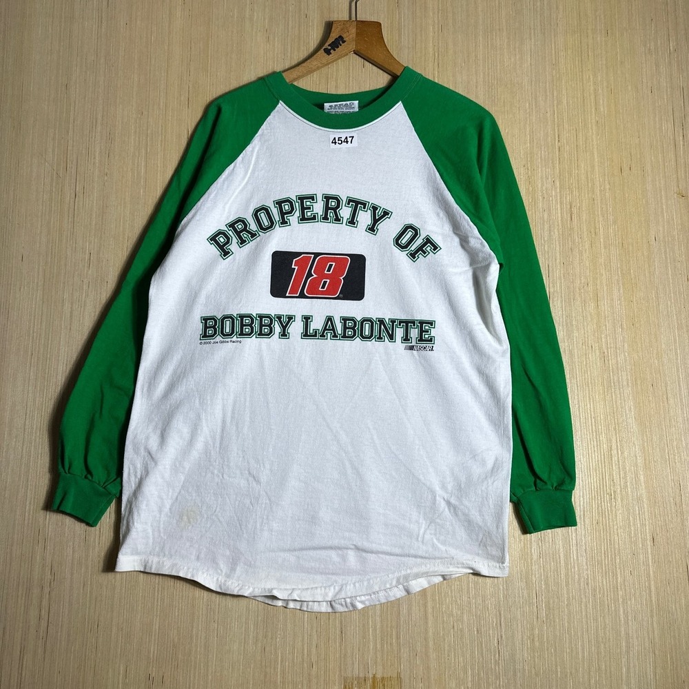 Vintage Bobby Labonte T-Shirt Mens Large Green Long Sleeve Graphic Print Y2K